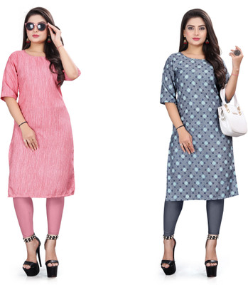 HARISH TEXTILE Women Printed Straight Kurta(Multicolor)