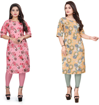 HARISH TEXTILE Women Printed Straight Kurta(Multicolor)