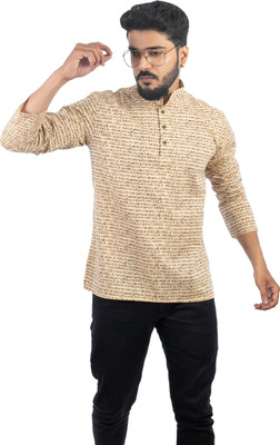 sultan Men Printed Straight Kurta(Beige)