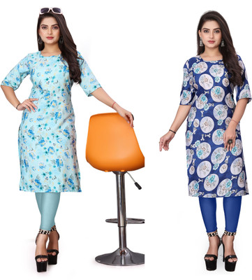 SANJUGARMENT Women Printed Straight Kurta(Multicolor)