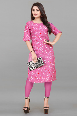 KNG TEXTILE Women Printed A-line Kurta(Pink)