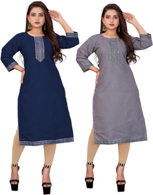 AAI MOGAL Women Self Design Straight Kurta(Multicolor)
