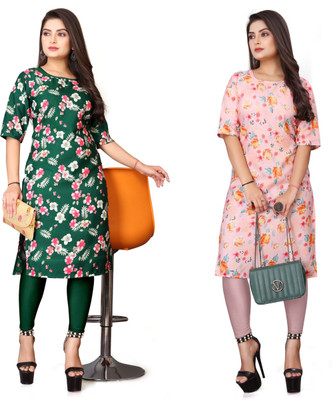 HARISH TEXTILE Women Printed Straight Kurta(Multicolor)