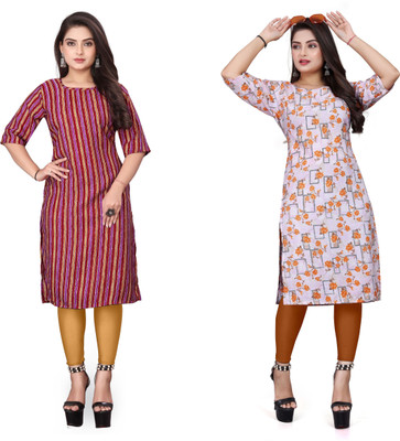 HARISH TEXTILE Women Printed Straight Kurta(Multicolor)