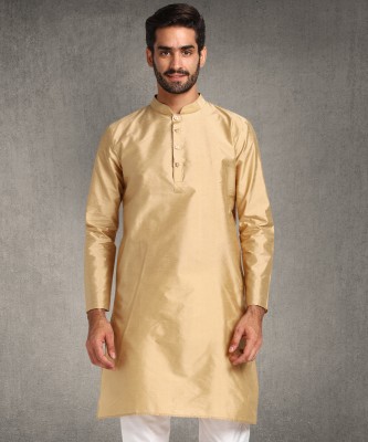 Hangup Plus Men Solid A-line Kurta(Brown)