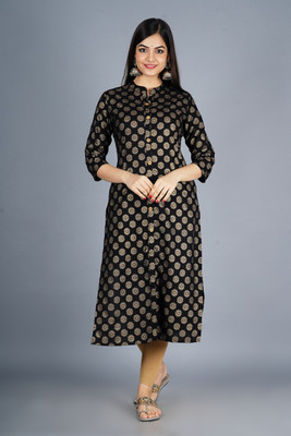 Pragya Women Printed A-line Kurta(Black)
