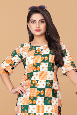 WOMENSILKFABRIC Women Printed A-line Kurta(Multicolor)
