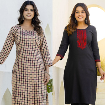 AUZAAI COLLECTION Women Self Design Straight Kurta(Multicolor)