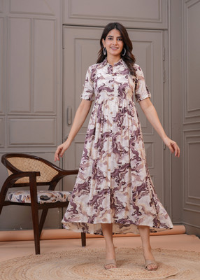 jbmart Women Printed Anarkali Kurta(Purple)