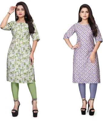 Alpha Fashion Women Printed A-line Kurta(Multicolor)