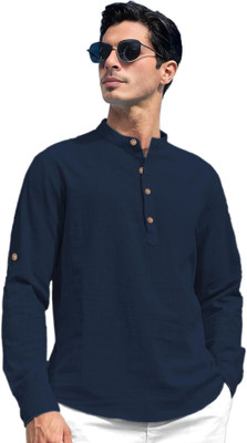 Navkanj Men Self Design Straight Kurta(Dark Blue)