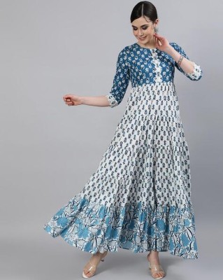 LAVANDIS Women Floral Print Anarkali Kurta(Blue)