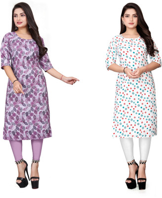 Vishwa Collection Mall Women Printed Straight Kurta(Multicolor)
