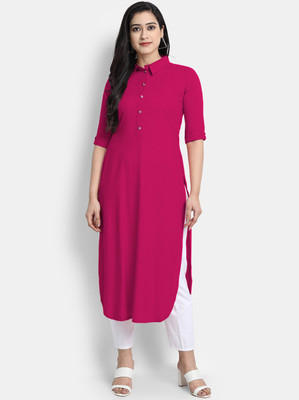 AMAR CREATION Women Solid A-line Kurta(Pink)