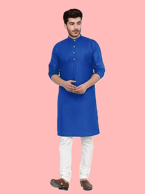 Krisha trend Men Solid Straight Kurta(Blue)
