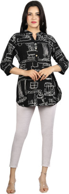 LORFASHION Women Floral Print Straight Kurta(Black, White)