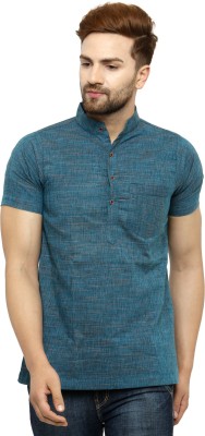 Enchanted Drapes Men Solid Straight Kurta(Blue)