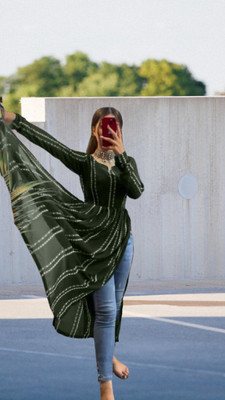 RAMDEVNOVELTYENTERPRISE Women Striped Straight Kurta(Green)