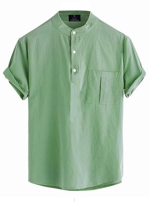 OM DESIGNER Men Solid Straight Kurta(Green)