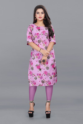 KURTIFABRIC Women Printed A-line Kurta(Purple)