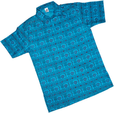 AXOLOTL Men Printed Straight Kurta(Blue)