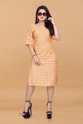 Vishwa Collection Mall Women Printed A-line Kurta(Orange)
