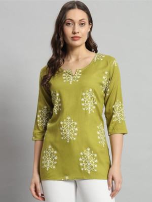 Gaurcollections Women Printed A-line Kurta(Light Green)