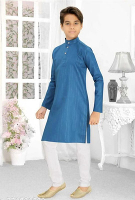 VALAKI Boys Solid Straight Kurta(Blue)