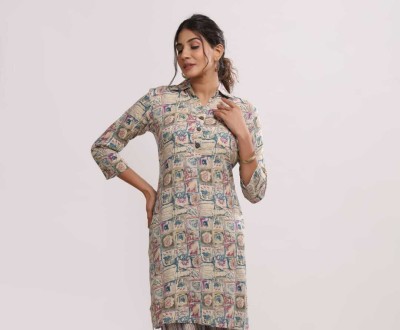 SWARNJALI Women Embroidered A-line Kurta(Grey)