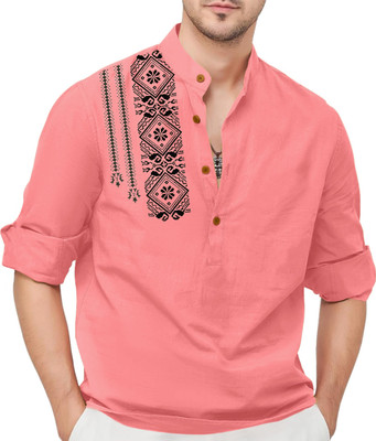 hfm Men Printed Straight Kurta(Multicolor)
