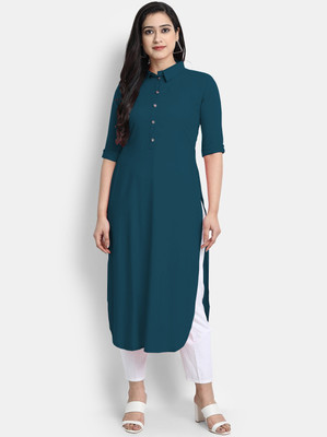 AMAR CREATION Women Solid A-line Kurta(Dark Blue)