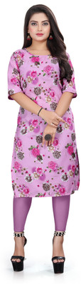 WOMENSILKFABRIC Women Printed A-line Kurta(Pink)