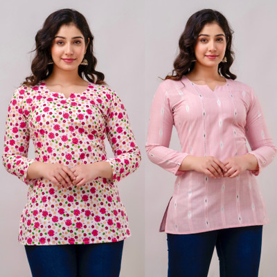 Casual Floral Print Women Pink Top