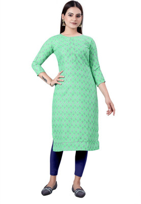 Reemc Enterprise Women Printed A-line Kurta(Green)
