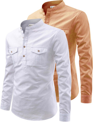 RAREMARK Men Solid Straight Kurta(Orange)