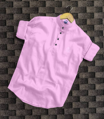 STUD APPARELS Boys Solid Formal Pink Shirt