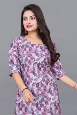 Vishwa Collection Mall Women Printed A-line Kurta(Purple)