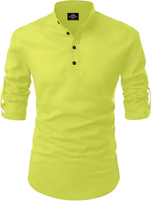 SWAMOTIFASHION Men Solid Straight Kurta(Light Green)