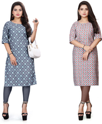 KNG TEXTILE Women Printed Straight Kurta(Multicolor)