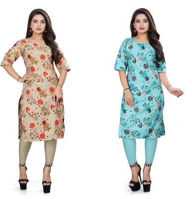deshmi fashion Women Printed Straight Kurta(Multicolor)