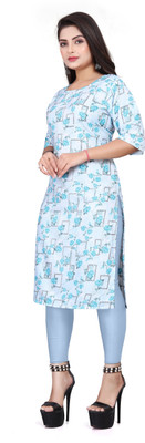 JAYA DESIGNER Women Printed A-line Kurta(Light Blue)
