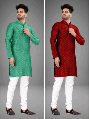 TRUST OUS Men Self Design Straight Kurta(Multicolor)