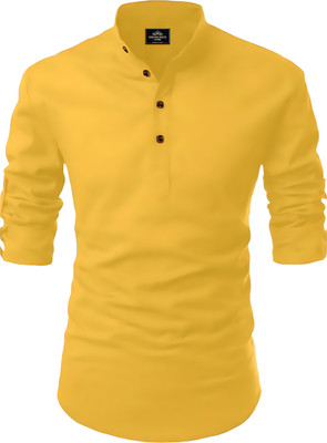 Kavyangle Creation Men Solid Straight Kurta(Yellow)