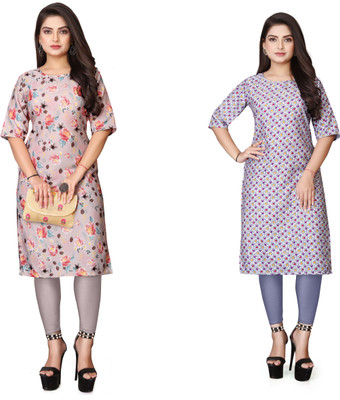 WOMENSILKFABRIC Women Printed A-line Kurta(Multicolor)