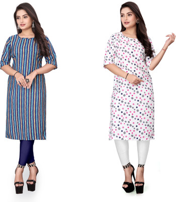 RIDDHI COLLECTION MALL Women Printed Straight Kurta(Multicolor)