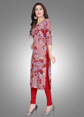 tanvi creation Women Striped Straight Kurta(Pink)