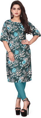 WOMENSILKFABRIC Women Printed A-line Kurta(Green)