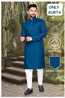 Dineshbhai Barvaliya Men Embellished A-line Kurta(Blue)