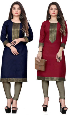 Women Chikan Embroidery Kurta(Multicolor)