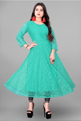 Chahat Fashion Mart Women Floral Print Anarkali Kurta(Light Green)